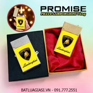 BẬT LỬA XĂNG ĐÁ PROMISE PR224 LOGO SIÊU XE LAMBORGHINI VÀNG (CÓ HỘP) - (XÀI XĂNG)