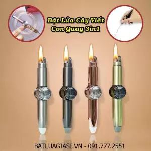 BẬT LỬA CÂY VIẾT CON QUAY 3IN1 (KIM LOẠI VIẾT CHỮ ĐƯỢC) (FULLBOX) - (XÀI XĂNG)