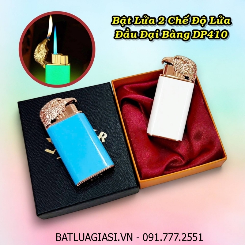 BẬT LỬA 2 CHẾ ĐỘ LỬA HÌNH ĐẦU ĐẠI BÀNG DP410 (DẠ QUANG PHÁT SÁNG) (CÓ HỘP) - (XÀI GAS)
