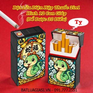 BẬT LỬA ĐIỆN HỘP THUỐC 2IN1 HÌNH 12 CON GIÁP (ĐỂ ĐƯỢC 20 ĐIẾU) (FULLBOX) - (SẠC ĐIỆN) #TỴ (RẮN)
