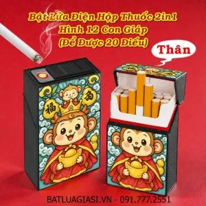 BẬT LỬA ĐIỆN HỘP THUỐC 2IN1 HÌNH 12 CON GIÁP (ĐỂ ĐƯỢC 20 ĐIẾU) (FULLBOX) - (SẠC ĐIỆN) #THÂN (KHI)