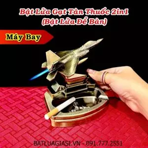 BẬT LỬA GẠT TÀN THUỐC 2IN1 HÌNH MÁY BAY (BẬT LỬA ĐỂ BÀN) (FULLBOX) - (XÀI GAS)