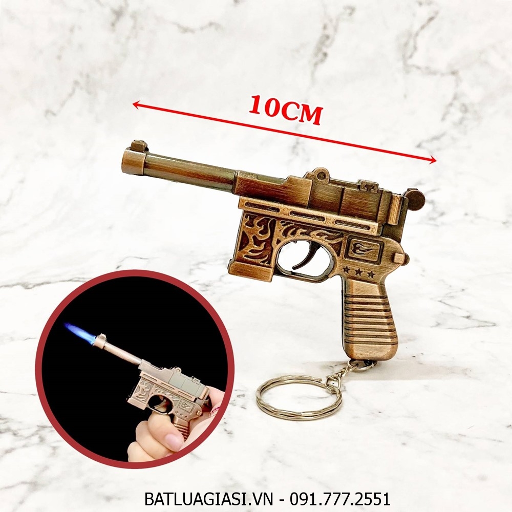 BÂT LỬA KHÈ - MÓC KHÓA HÌNH SÚNG CỔ MAUSER MINI (SIZE: 10CM) - (XÀI GAS)