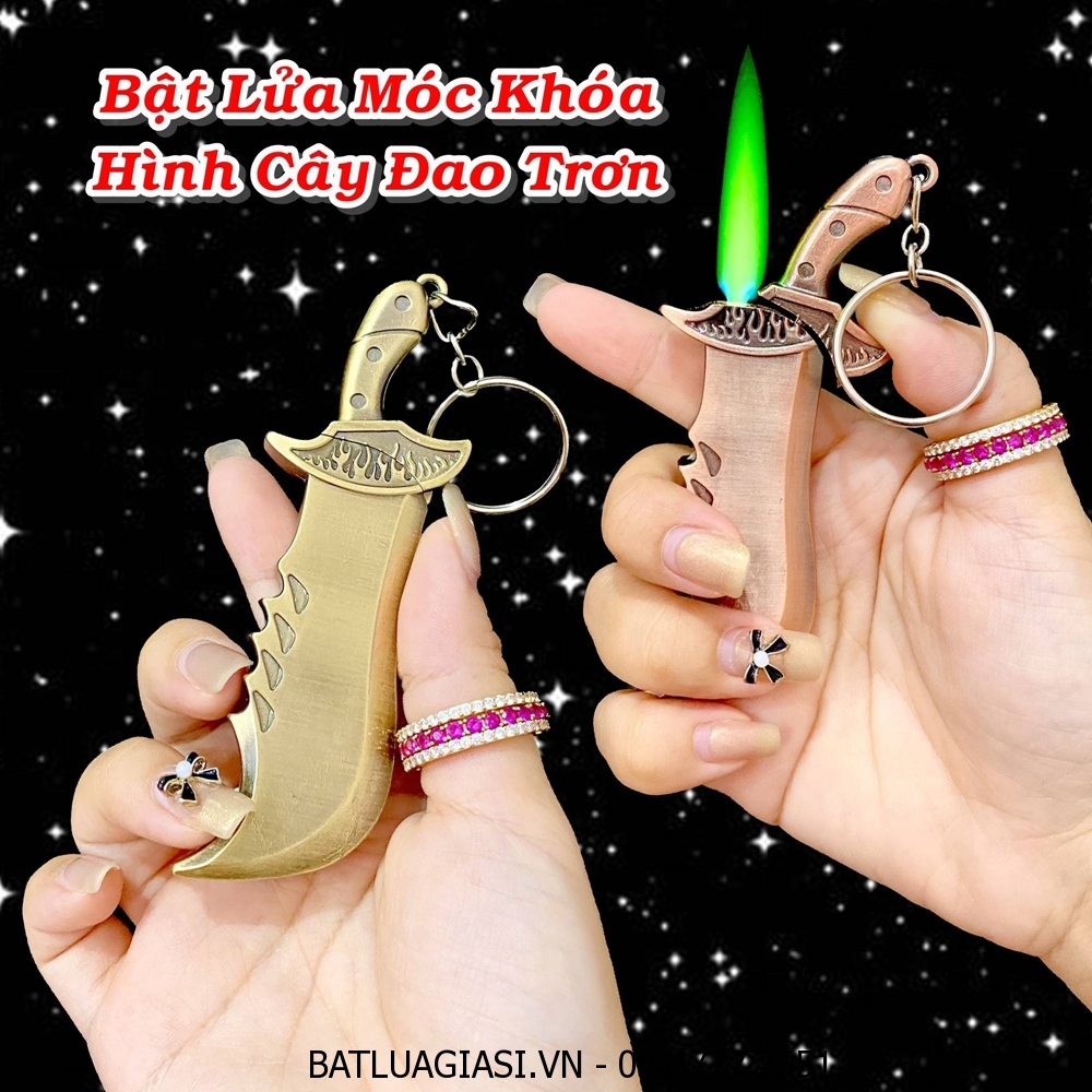 BẬT LỬA KHÈ MÓC KHÓA HÌNH CÂY ĐAO TRƠN (KIM LOẠI) - (XÀI GAS)