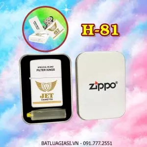 BẬT LỬA ZIPPO 2 MẶT HÌNH GÓI THUỐC LÁ JET (HỘP THIẾC KÈM XĂNG) H-81