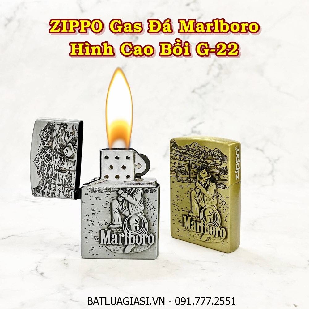 BẬT LỬA ZIPPO GAS ĐÁ MARLBORO HÌNH CAO BỒI G-22 - (XÀI GAS)