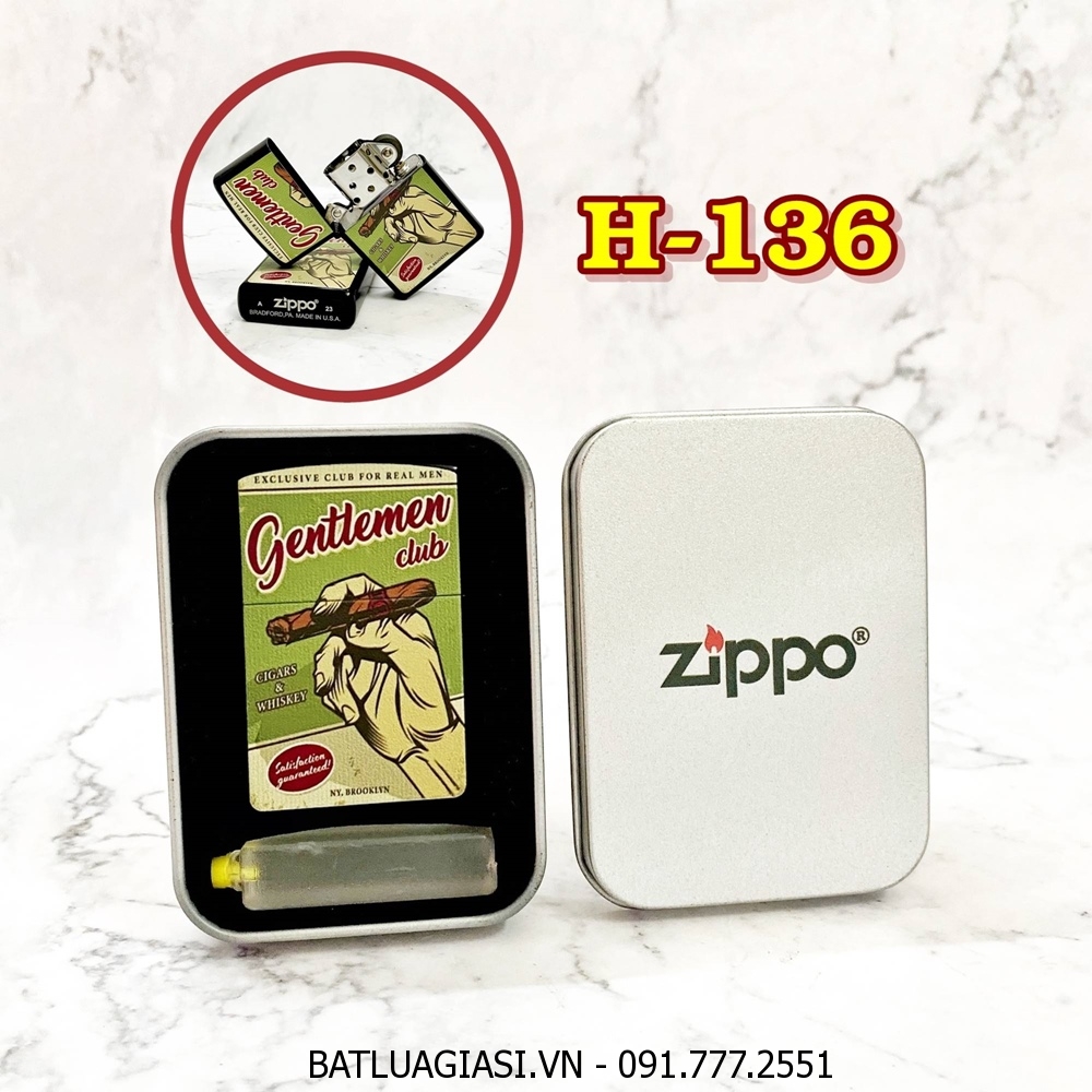 BẬT LỬA ZIPPO SƠN TĨNH ĐIỆN 2 MẶT KIỂU VINTAGE (CÓ MỘC ĐÁY) - (HỘP THIẾC KÈM XĂNG) H-136