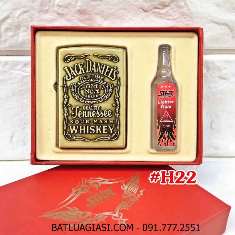 BẬT LỬA ZIPPO THƯƠNG HIỆU RƯỢU HÌNH NỔI (CÓ HỘP VÀ XĂNG) H22