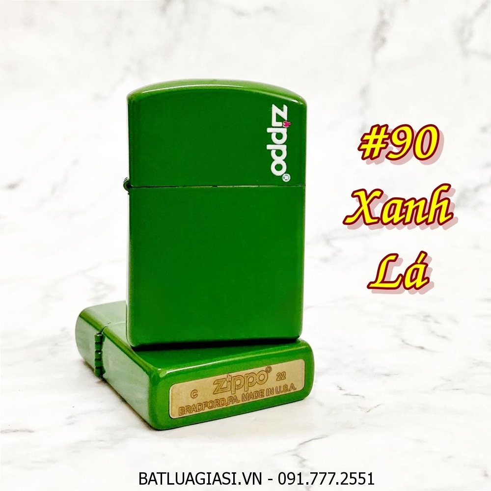 BẬT LỬA ZIPPO SƠN TĨNH ĐIỆN NHIỀU MÀU (CÓ MỘC ĐÁY) - (XÀI XĂNG) #90 XANH LÁ