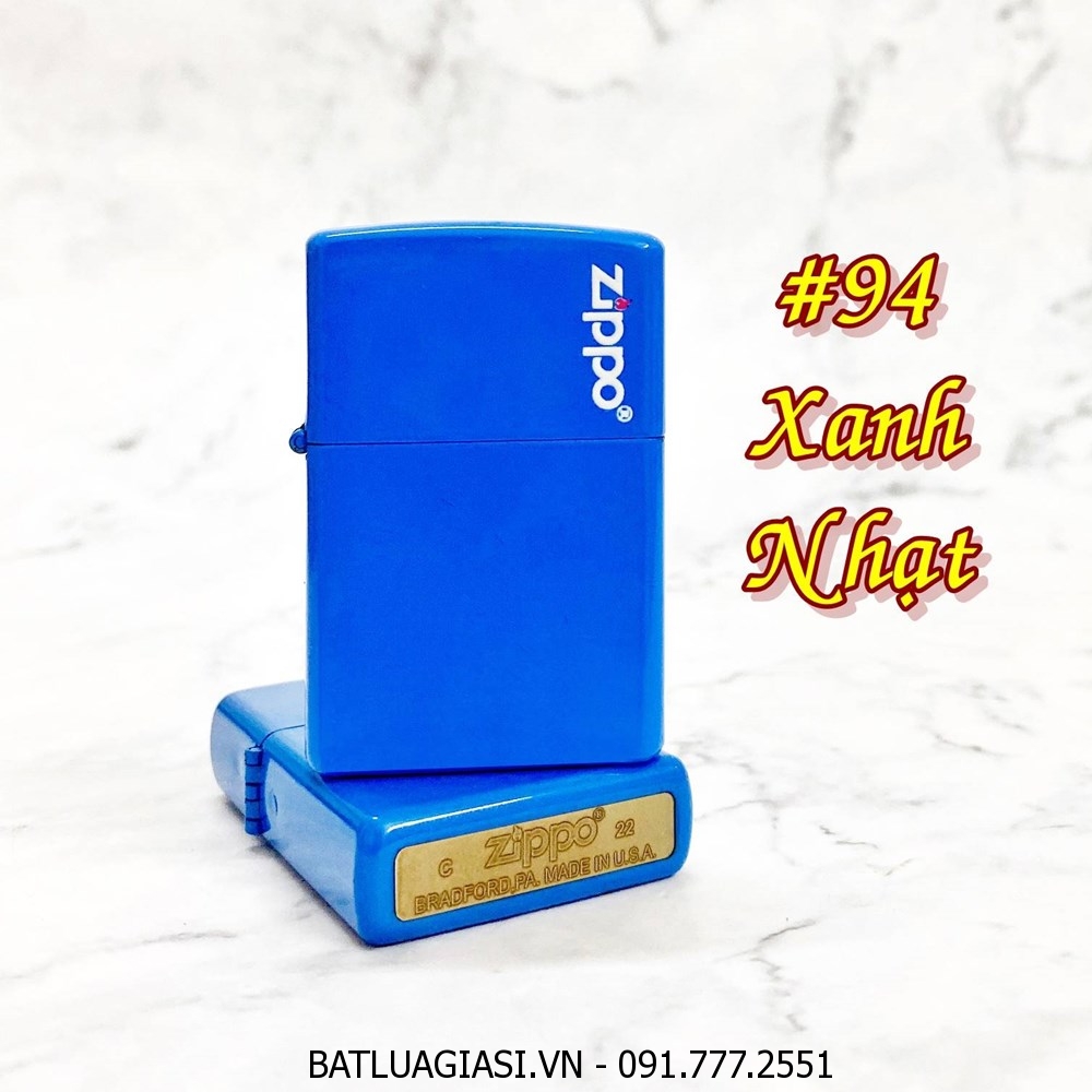 BẬT LỬA ZIPPO SƠN TĨNH ĐIỆN NHIỀU MÀU (CÓ MỘC ĐÁY) - (XÀI XĂNG) #94 XANH NHẠT