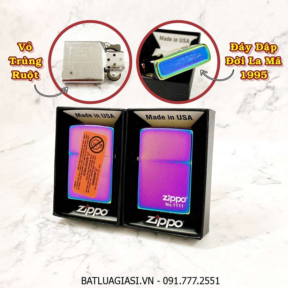 BẬT LỬA ZIPPO MỸ TRƠN BÓNG SỐ TỨ QUÝ - ĐỜI LA MÃ 1995 - RUỘT USA (CÓ TEM ĐỎ) - (XÀI XĂNG) #7 MÀU