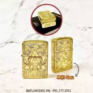 BẬT LỬA ZIPPO ZORRO BÓNG - KHẮC 5 MẶT LOGO MARLBORO HÌNH ĐẦU BÒ Z-10 (FULL BOX) - (XÀI XĂNG)