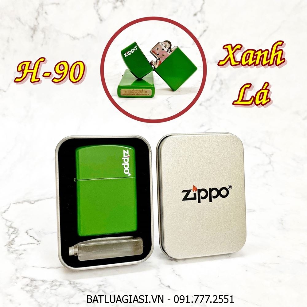 BẬT LỬA ZIPPO SƠN TĨNH ĐIỆN NHIỀU MÀU (CÓ MỘC ĐÁY) (HỘP THIẾC KÈM XĂNG) #H-90 XANH LÁ