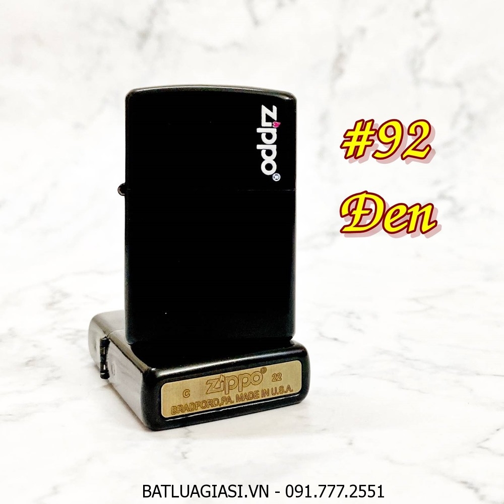 BẬT LỬA ZIPPO SƠN TĨNH ĐIỆN NHIỀU MÀU (CÓ MỘC ĐÁY) - (XÀI XĂNG) #92 ĐEN