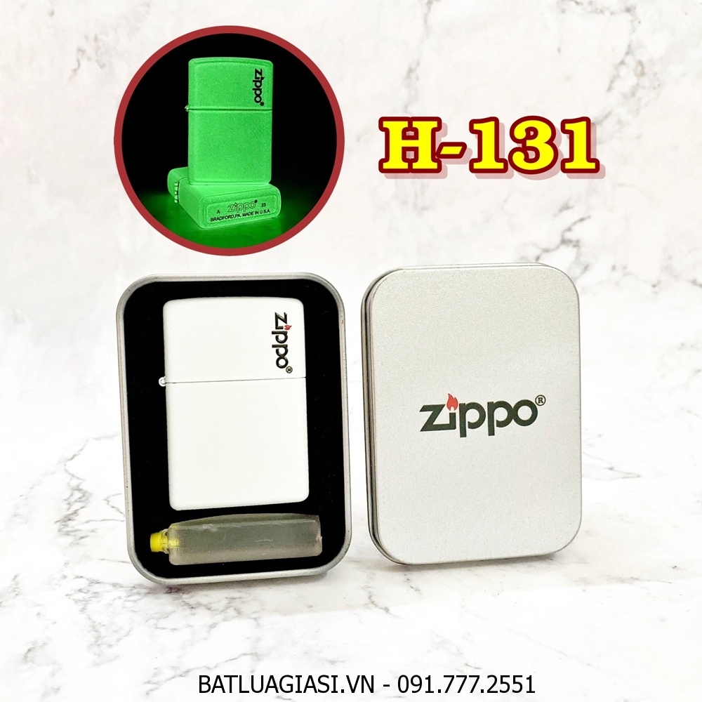 BẬT LỬA ZIPPO SƠN TĨNH ĐIỆN - DẠ QUANG HÚT ÁNH SÁNG (CÓ MỘC ĐÁY) - (HỘP THIẾC KÈM XĂNG) H-131