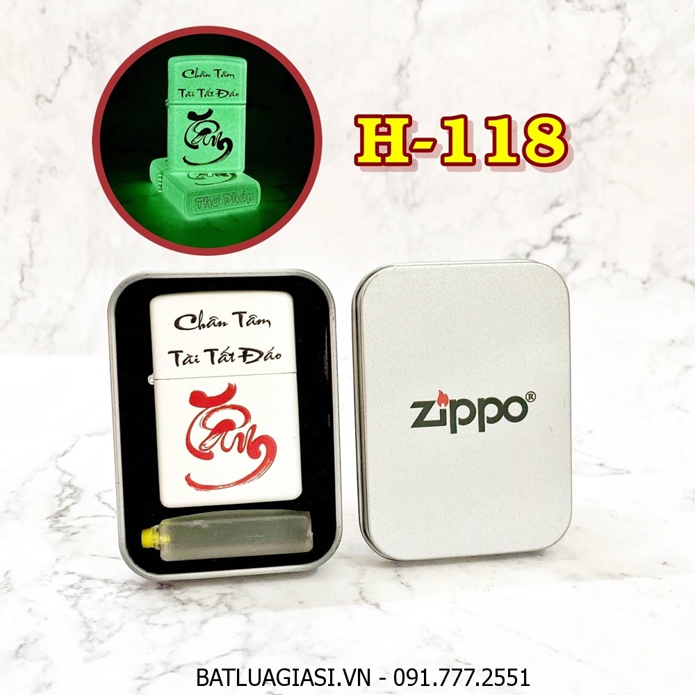 BẬT LỬA ZIPPO CHỮ TÂM THƯ PHÁP \