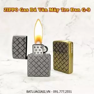 BẬT LỬA ZIPPO GAS ĐÁ VÂN MÂY TRE ĐAN G-9 - (XÀI GAS)