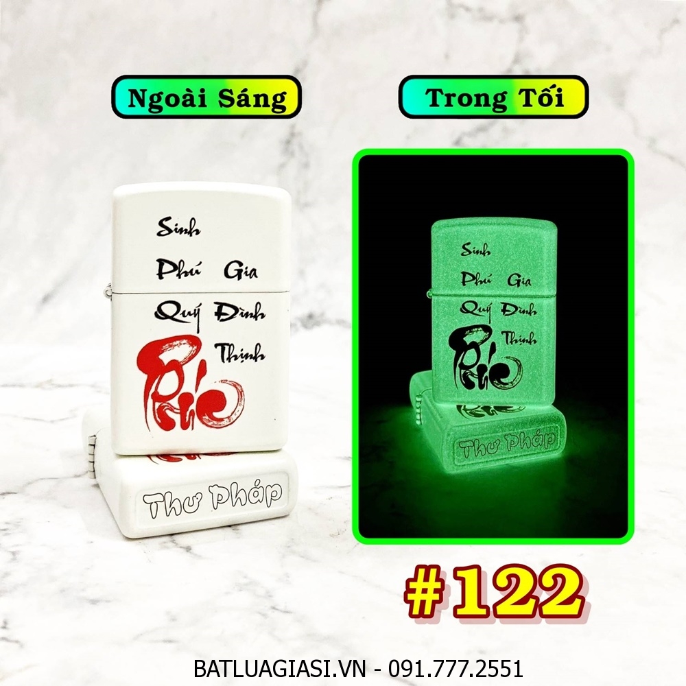 BẬT LỬA ZIPPO CHỮ PHÚC THƯ PHÁP \