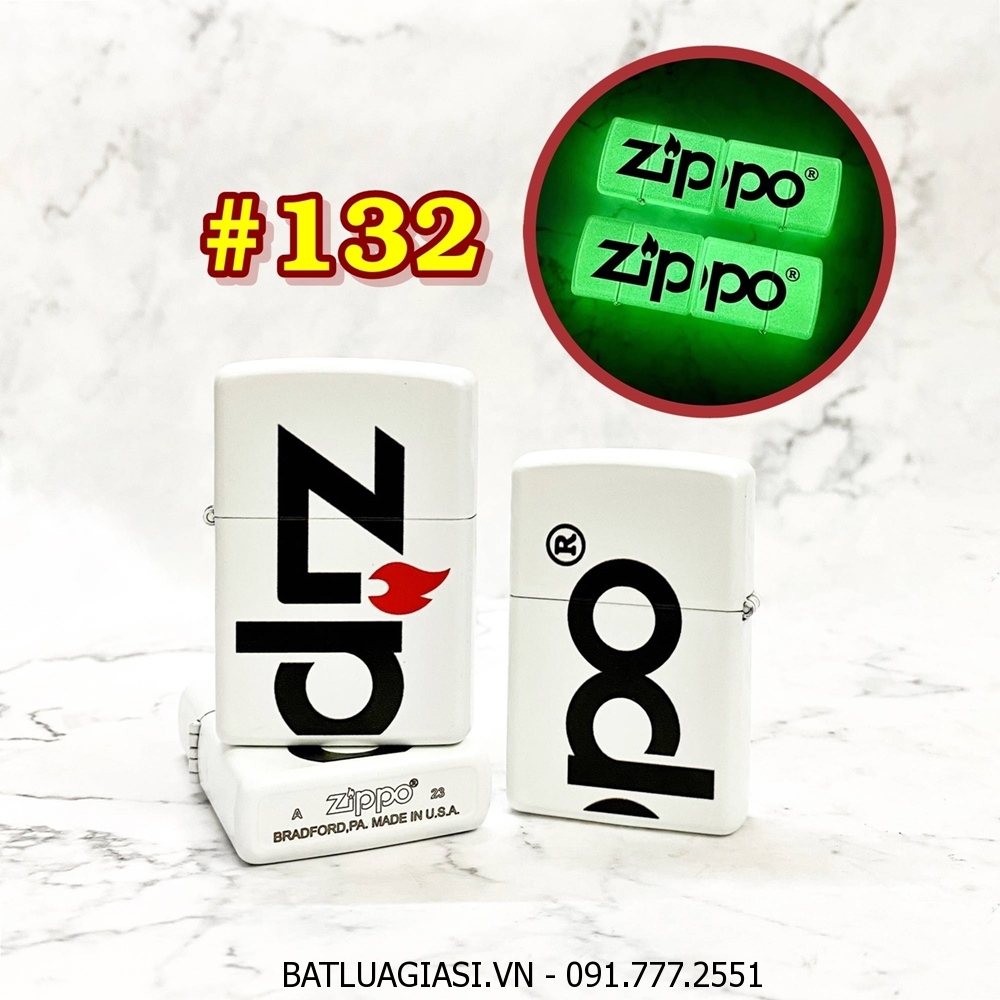 BẬT LỬA ZIPPO SƠN TĨNH ĐIỆN 2 MẶT LOGO ZIPPO ĐEN - DẠ QUANG HÚT ÁNH SÁNG (CÓ MỘC ĐÁY) - (XÀI XĂNG) #132