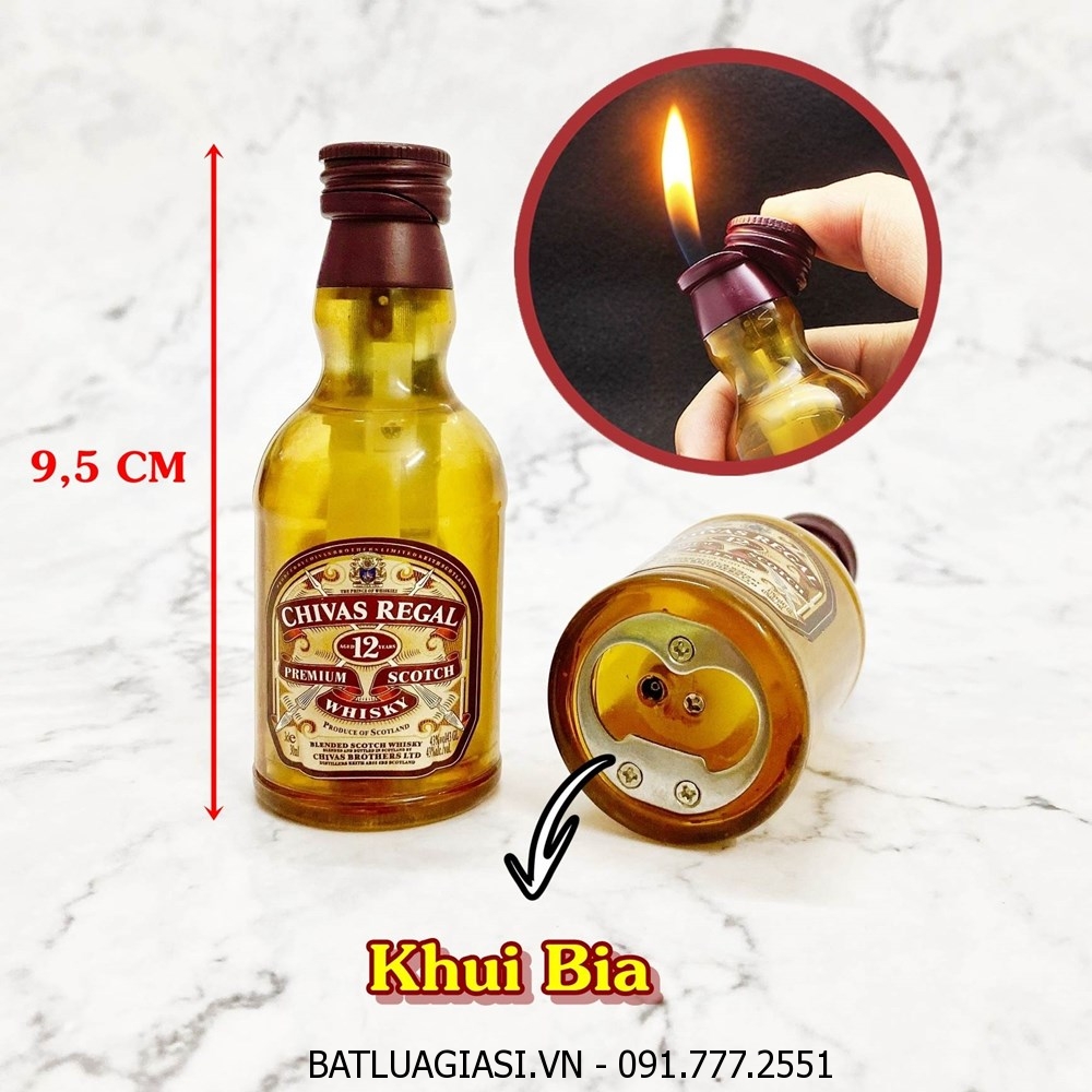 BẬT LỬA HÌNH CHAI RƯỢU CHIVAS 12 (BẬT LỬA - KHUI BIA) - (XÀI GAS)