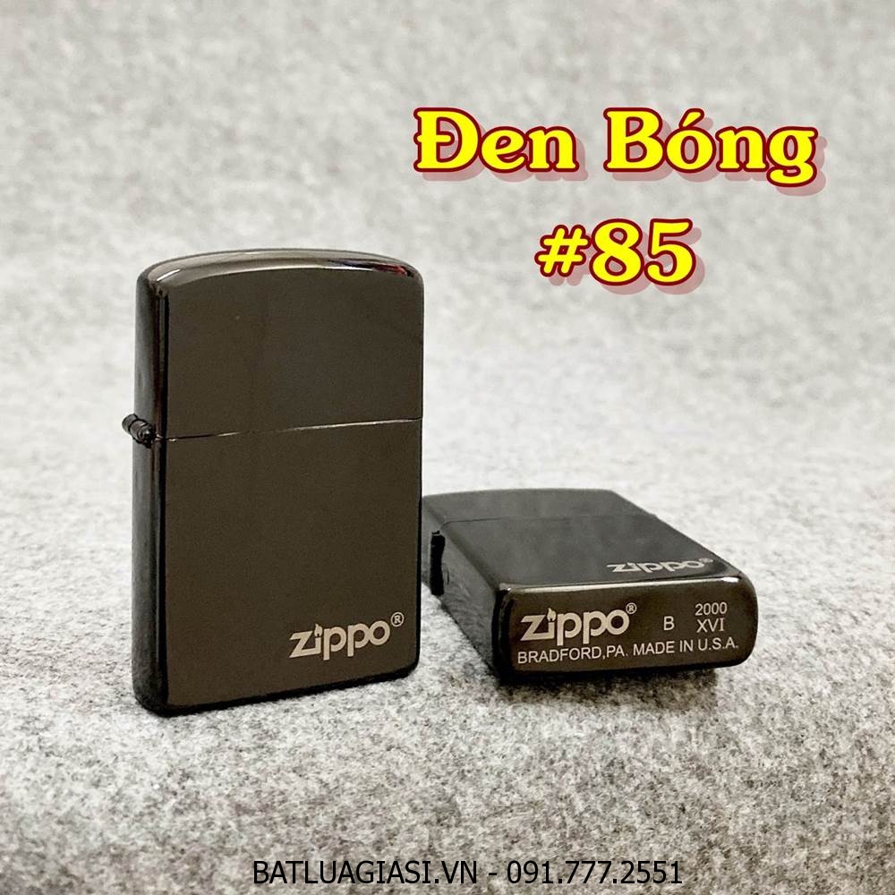 BẬT LỬA ZIPPO TRƠN BÓNG (CÓ MỘC ĐÁY) - (XÀI XĂNG) #ĐEN BÓNG #85