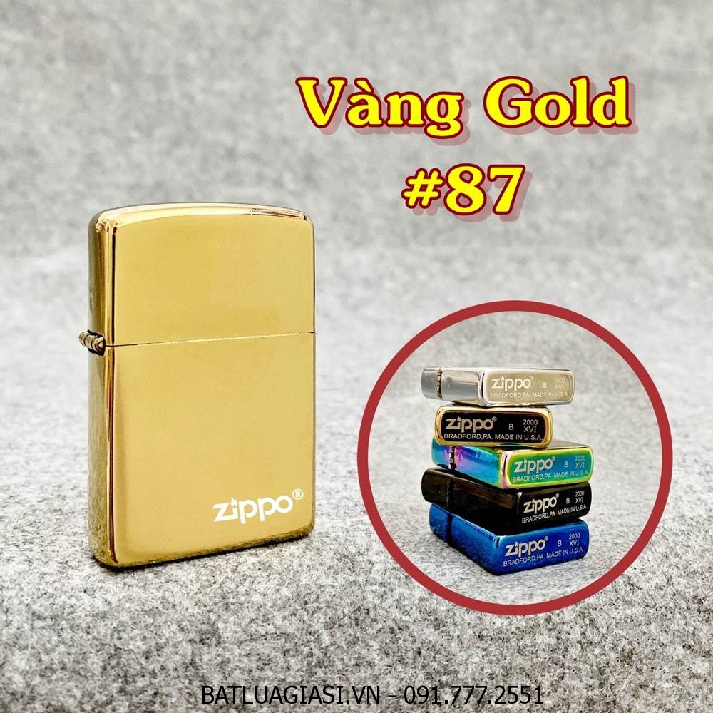 BẬT LỬA ZIPPO TRƠN BÓNG (CÓ MỘC ĐÁY) - (XÀI XĂNG) #VÀNG GOLD #87