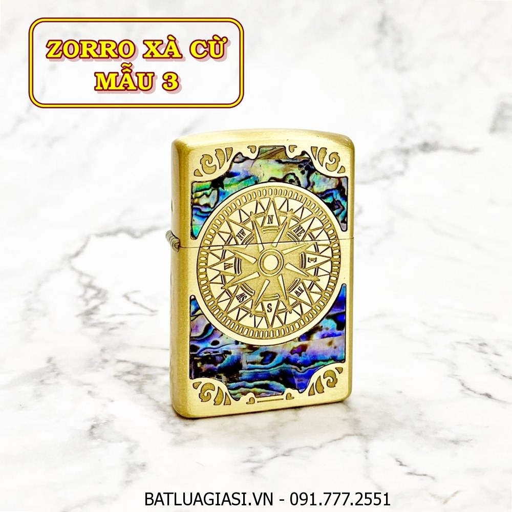 BẬT LỬA ZIPPO ZORRO ULTIMATE JUSTICE KHẢM XÀ CỪ HÌNH LA BÀN (MẪU 3) (FULLBOX) - (XÀI XĂNG)