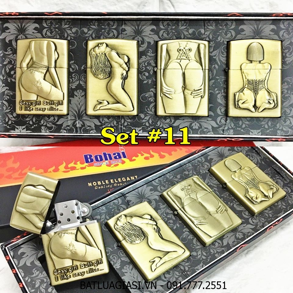 BỘ 4 BẬT LỬA ZIPPO SEXY GIRL HÌNH NỔI - (XÀI XĂNG) SET #11