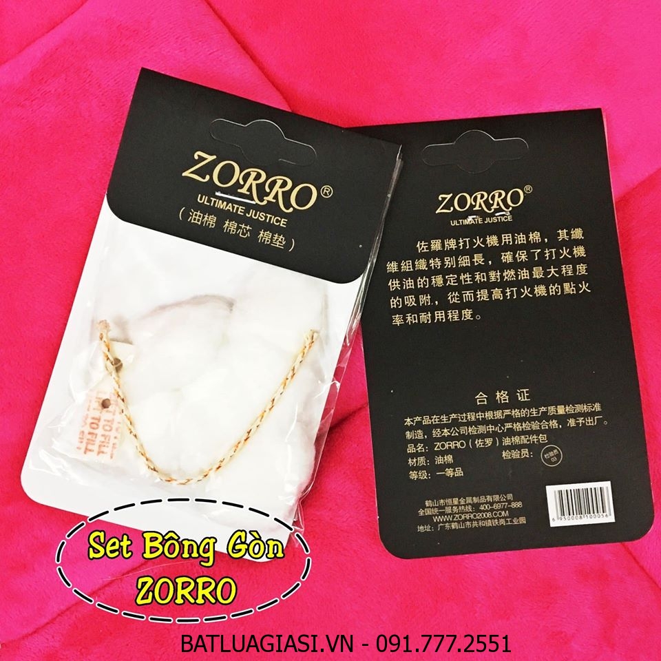 SET BÔNG GÒN ZORRO 3 MÓN (BÔNG GÒN - BÔNG CHẶN XĂNG - TIM)