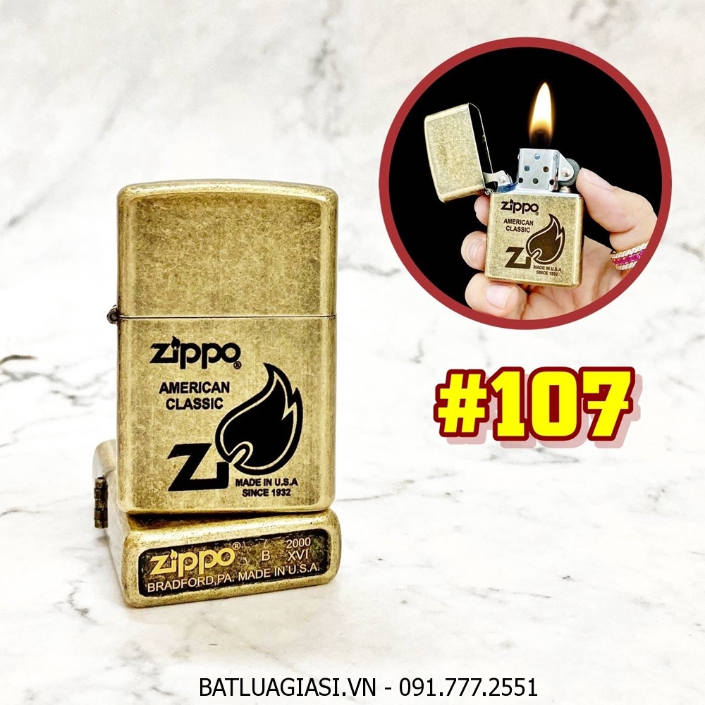 BẬT LỬA ZIPPO VÀNG CỔ AMERICAN CLASSIC 1932 (CÓ MỘC ĐÁY) - (XÀI XĂNG) #107