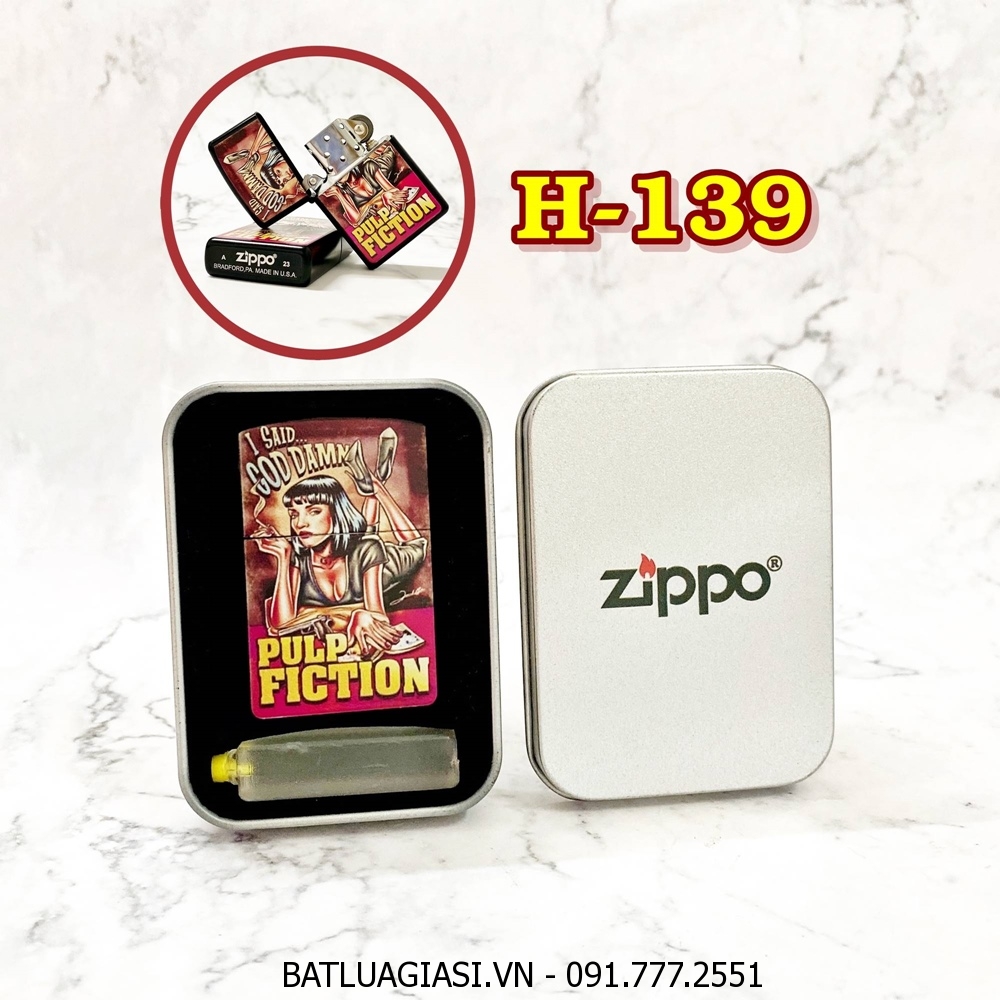 BẬT LỬA ZIPPO SƠN TĨNH ĐIỆN 2 MẶT KIỂU VINTAGE (CÓ MỘC ĐÁY) - (HỘP THIẾC KÈM XĂNG) H-139