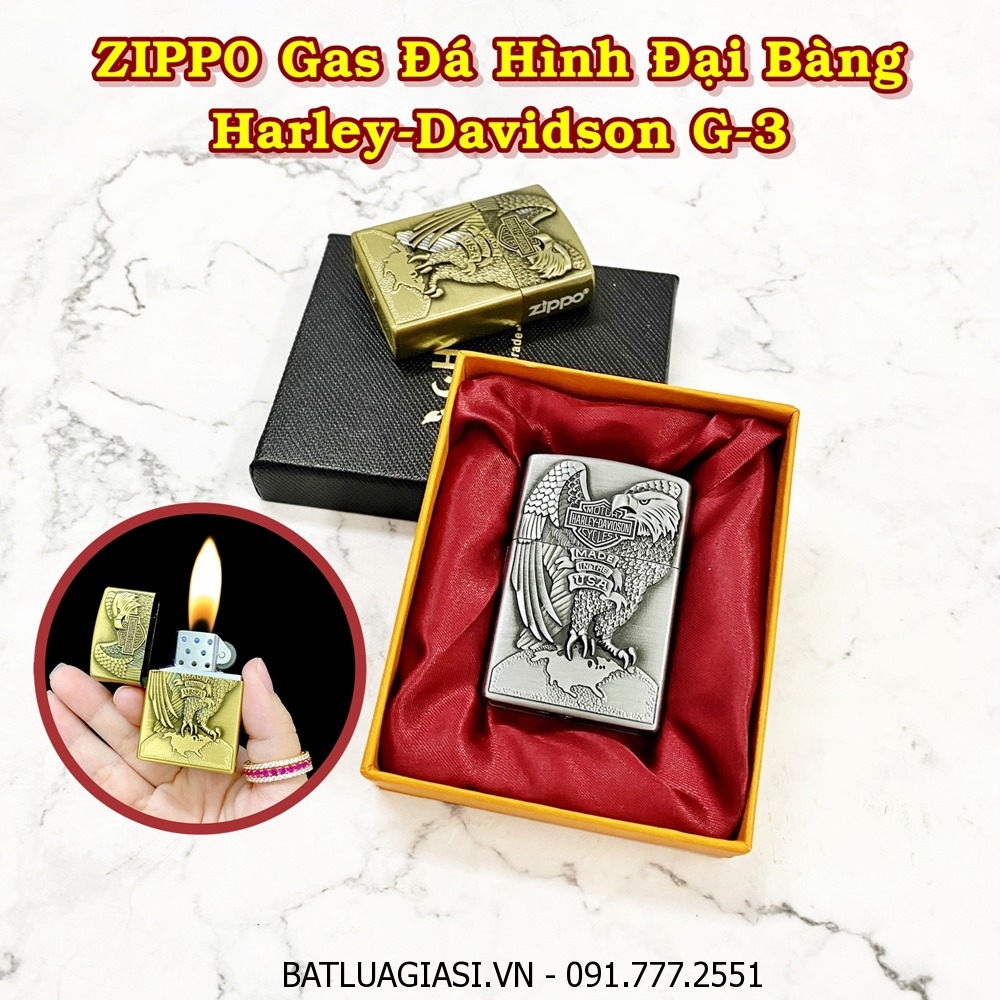 BẬT LỬA ZIPPO GAS ĐÁ HÌNH ĐẠI BÀNG \