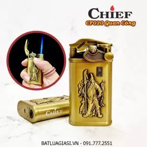 BẬT LỬA KHÈ CHIEF BÚNG TAY ĐÁNH LỬA KHẮC NỔI HÌNH QUAN CÔNG CF020 - (XÀI GAS)