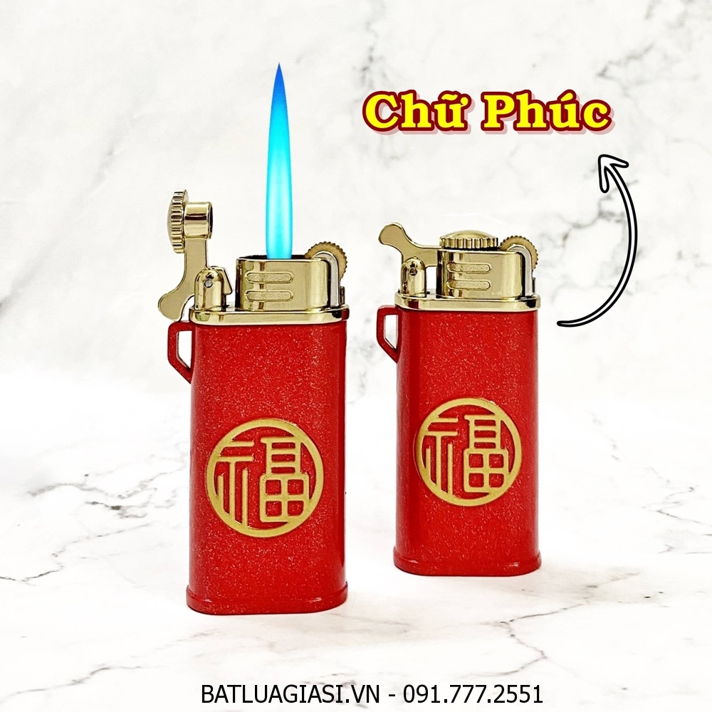 BẬT LỬA KHÈ GAS ĐÁ RÃNH TAY CHIEF CF220F CHỮ PHÚC (KIM LOẠI) - (XÀI GAS)