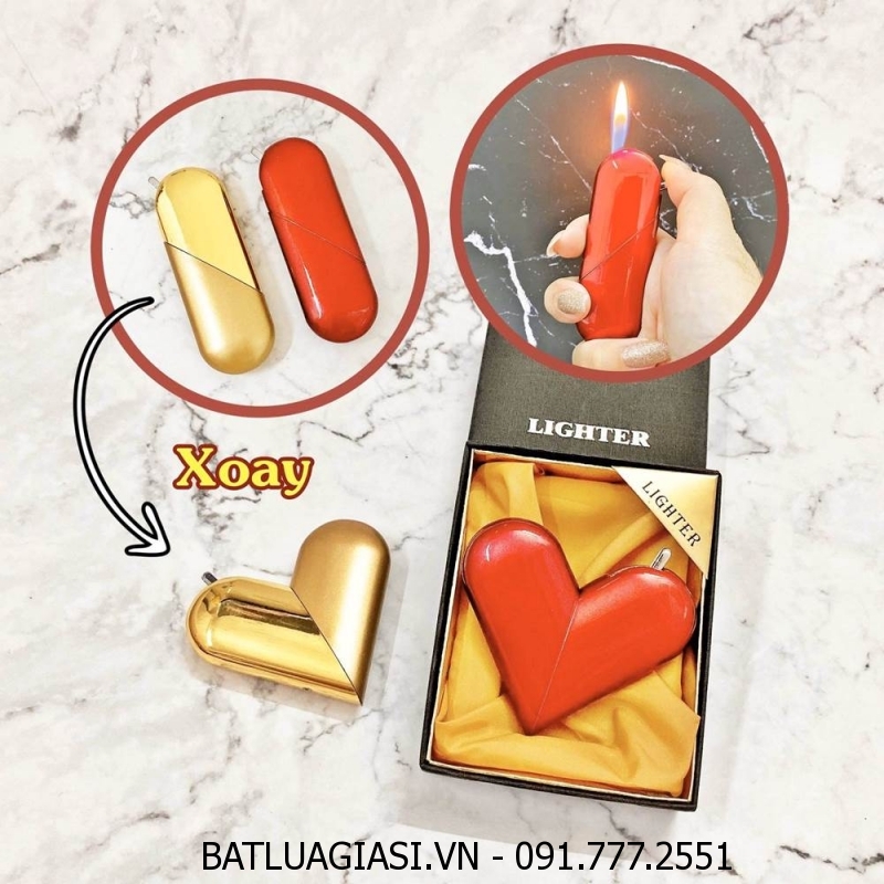 BẬT LỬA HÌNH TRÁI TIM (CÓ HỘP) - (XÀI GAS)